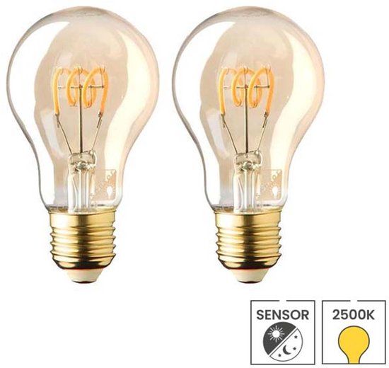 Lybardo 2x E27 LED Sensor Lamp - Filament Gold - 4W - 2500K Warm Wit