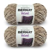 Bernat Velvet Garen - Set van 2 van 300 g, Polyester garen # 5 volumineus, 288 m, voor Breien/haken, beige (Mushroom)