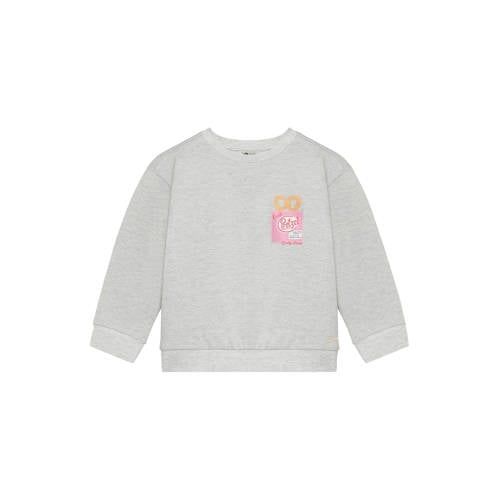 Daily7 rechtvallende sweater met backprint - grijs
