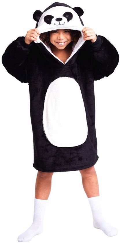 Noxxiez hoodie deken panda - zachte fleece draagbare knuffel hoodie.