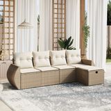 Maison Exclusive - Ensemble de meubles de jardin 5 pièces avec canapé et coussins, beige, en polyrotin