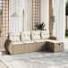 Maison Exclusive - Ensemble de meubles de jardin 5 pièces avec canapé et coussins, beige, en polyrotin