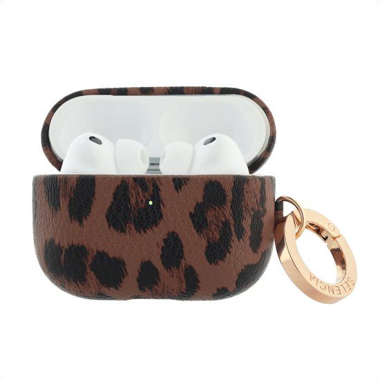 Selencia Sabi Case met panterprint - Hoesje geschikt voor AirPods Pro 3 - Mocha Brown