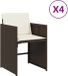 vidaXL Fauteuils de jardin avec coussins, 4 pièces, marron, polyrotin