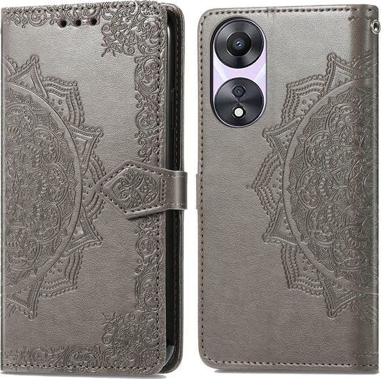 iMoshion Hoesje Oppo A58 - Book Case - Grijs - Met Pasjeshouder