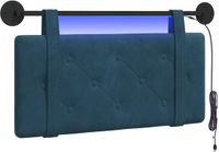 vidaXL Hangend hoofdbord Met LED-verlichting Blauw Fluweel