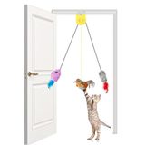 VINATO 3-delige kattenspeelgoedset met realistisch geluid, elastische muis en vogel met veren, zonder batterijen