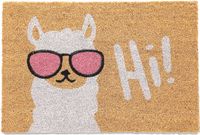 Merkloos Relaxdays deurmat lama, kokosmat, 40 x 60 cm, antislip, weerbestendig, kleurrijk