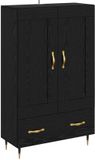 vidaXL Highboard Zwart Eiken 69,5 x 31 x 115 cm Bewerkt Hout