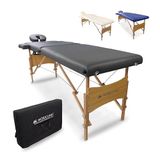 Mobiclinic CM-01 Light - Massagetafel - Hout - Opvouwbaar - Draagbaar - 186x60 cm - Met armsteunen - In hoogte verstelbaar - Gezichtsuitsparing - Tot 150 kg - Behandelbank - Met opvergtas - Zwart