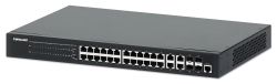 Intellinet 24-poorts Gigabit Ethernet PoE+ webbeheerde switch met 4 Gigabit combo Base-T/SFP-poorten