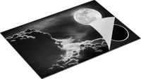 Chefcare Inductie Beschermer Volle Maan bij Wolken - Zwart Wit - 75x50 cm