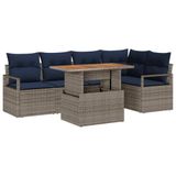vidaXL Tuinbankenset 6 st 5-Aantal zitplaatsen Grijs en Marineblauw