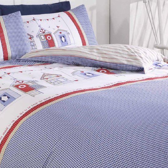 Great British Design Strandhuisje dekbedovertrek - Tweepersoons - Katoen