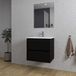 Saniclass Chaci Badkamermeubelset - 60x46x55cm - keramische wastafel wit - 1 wasbak - 1 kraangat - 2 lades - rechthoekige spiegel - mat zwart