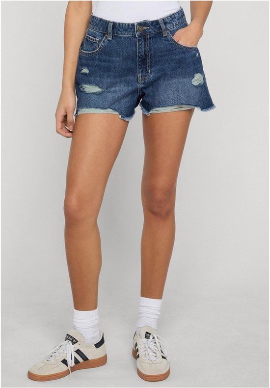 Urban Classics Ladies Destroyed Denim Shorts Blauw