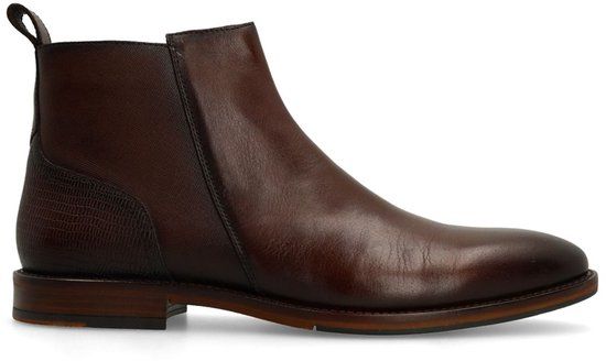 Manfield - Heren - Bruine leren Chelsea boots - Maat 42