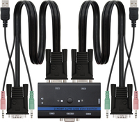 Nanocable KVM Switch - 2 Port - USB, VGA, Audio - Rack Mount - Black