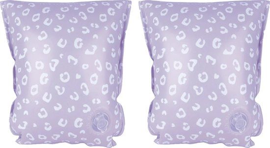 Swim Essentials Zwembandjes met panterprint - Lila/wit - 15-30 kg - 2-6 jaar
