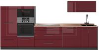 Vicco Complete keukeneenheid Fame-Line, Bordeauxrode hoogglans/Antraciet, 340 cm, WB Eik