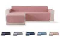 Todocama Bankovertrek, zitbescherming, gevoerd, met ruitpatroon, ademend, onderhoudsvriendelijk (roze, chaise links 200 cm)