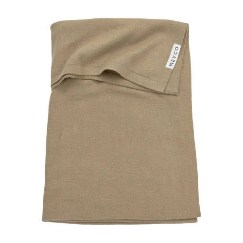 Meyco baby ledikantdeken velvet Knit basic 100x150 cm taupe