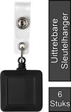 Merkloos / Sans marque Borvat® Uittrekbare sleutelhanger Zwart 6 stuks