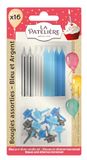 La Patelière Kaarsen, blauw en zilver, 16 stuks