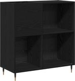 vidaXL Platenkast Zwart Eiken 85 x 38 x 89 cm Bewerkt hout