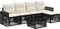 vidaXL Tuinbank - Set - 6 - st - Zwart - en - Crème - Wit - poly - rattan