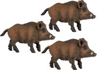 Papo Ensemble de 3x pièces figurine d'animal en plastique sanglier 9,5 cm
