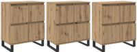 vidaXL Dressoir, 3 stuks, ambachtelijk eikenhout, 60 x 35 x 70 cm