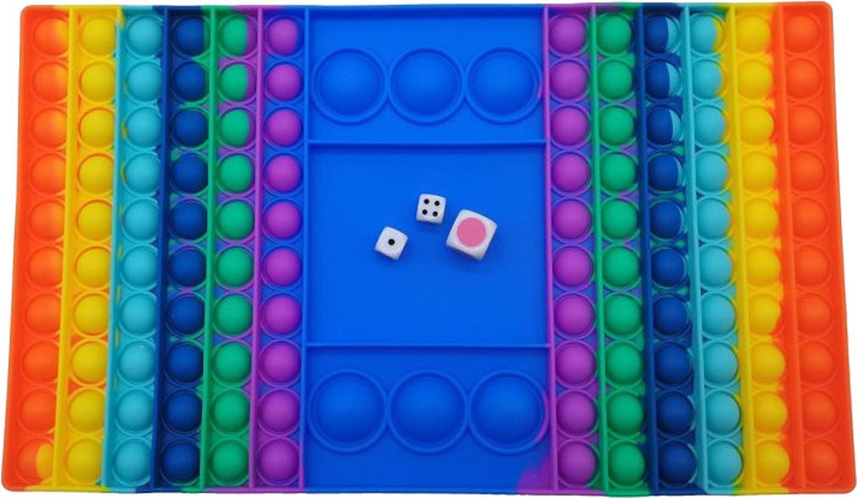 Plop up Jumbo - XXL Pop It - Rainbow Fidget Toys met 3 dobbelstenen