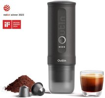Outin Nano Draagbare Elektrische Espressomachine - 12V - Capsules & Gemalen Koffie - 20 Bar - Ruimtegrijs