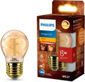 Philips LED Philips Vintage LED - Dimbare lamp - 15W - Extra warmwit licht: 1800K - E27 fitting - Amberkleurig glas - Kogellamp