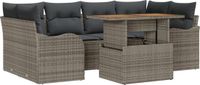 vidaXL Tuinbank - Set - 7 - st - Grijs - Poly - rattan