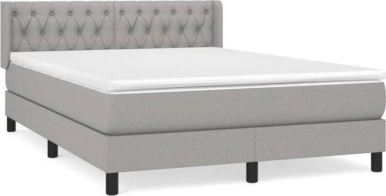 vidaXL Boxspring met matras stof lichtgrijs 140x190 cm