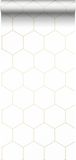 ESTAhome behang hexagon wit en goud - 53 cm x 10.05 m - 139312