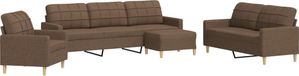 Maison Exclusive Ensemble de canapé 4 pièces avec pouf, marron, revêtement en tissu