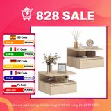 Homcom Set van 2 zwevende nachtkastjes met lade, slaapkamernachtkastjes, wandmontage, moderne stijl, voor woonkamer, 35X32X22,5 cm, eiken