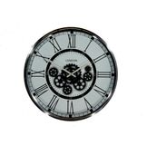 Homestylingshop Moderne wandklok London - bewegende tandwielen - glimmend zilver grijs 54 cm
