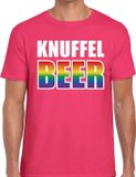 Bellatio Decorations Shoppartners Bv Knuffel beer gay pride t-shirt - roze shirt met knuffel beer regenboog tekst voor heren - Gay pride S