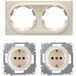 Florence Plaque de finition 2 postes + 2 prises avec terre - Beige