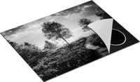 Chefcare Inductie Beschermer Landschap Rode Bloemen Zwart Wit 70x50cm