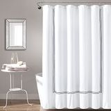 Lush Decor Hotel Collection Douchegordijn, 72" x 72", Wit & Navy