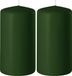 Enlightening Candles 2x Donkergroene cilinderkaarsen/stompkaarsen 6 x 8 cm 27 branduren - Geurloze kaarsen donkergroen
