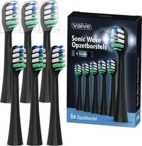 VAIVE Tandenborstel Opzetborstel Set - 6 Stuks - Zwart - Ovaal