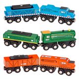 Battat – Classic Trains – 6-delige houten spoorwegset – magnetische speelgoedtreinen – locomotieven en wagons – 3+ jaar – houten locomotieven en goederenwagens