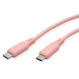 ROLINE USB 2.0-kabel, type C-C, M/M, Silicone, 60W, pink, 1 m