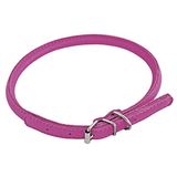 CHAPUIS SELLERIE SLA699 Ronde verstelbare glamourhalsband voor honden en katten, roze leer, diameter 6 mm, lengte 17-20 cm, maat XS